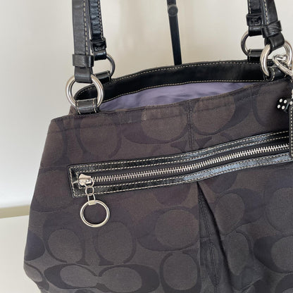 Coach Gabby XL Black Signature Monogram Tote Shoulder Bag E1176-F14863