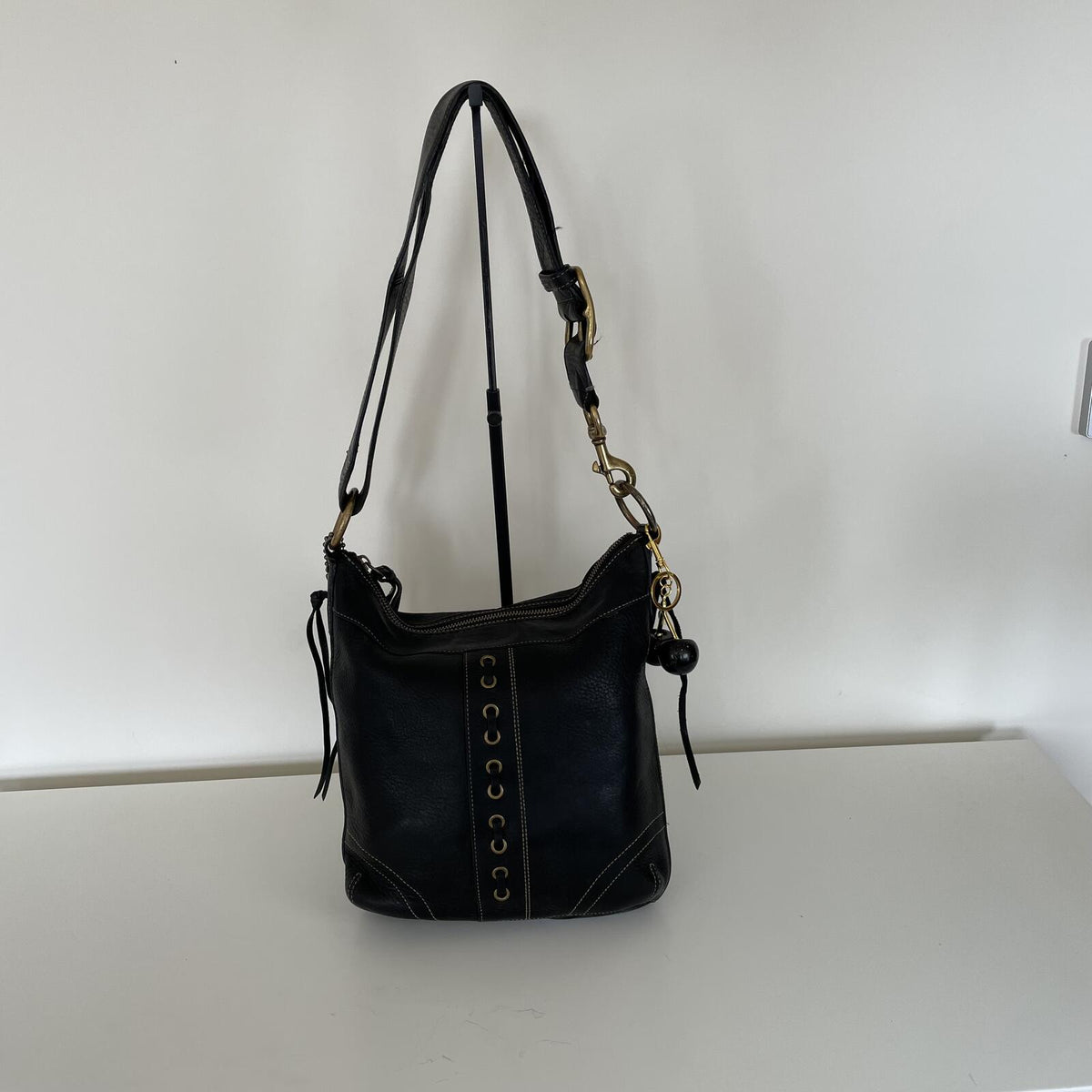 Coach Black Chelsea Laced Pebbled Leather Crossbody Bag H0693-10399