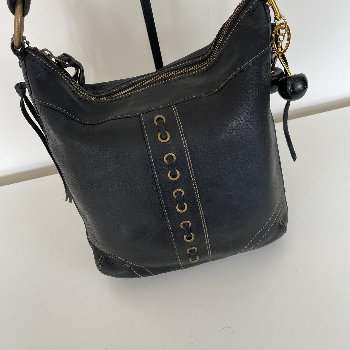Coach Black Chelsea Laced Pebbled Leather Crossbody Bag H0693-10399