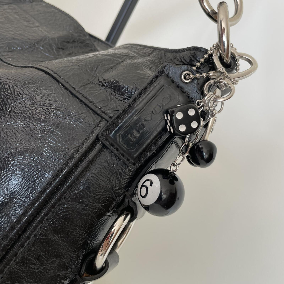 Coach Black Patent Zoe Shoulder Bag F1026-F15471
