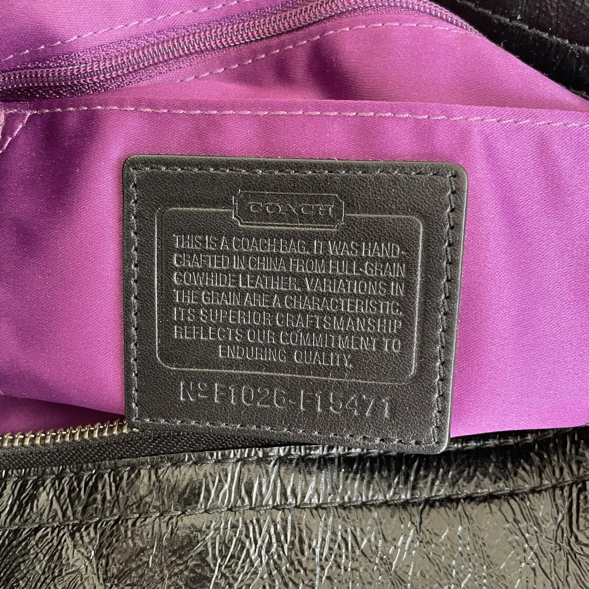 Coach Black Patent Zoe Shoulder Bag F1026-F15471