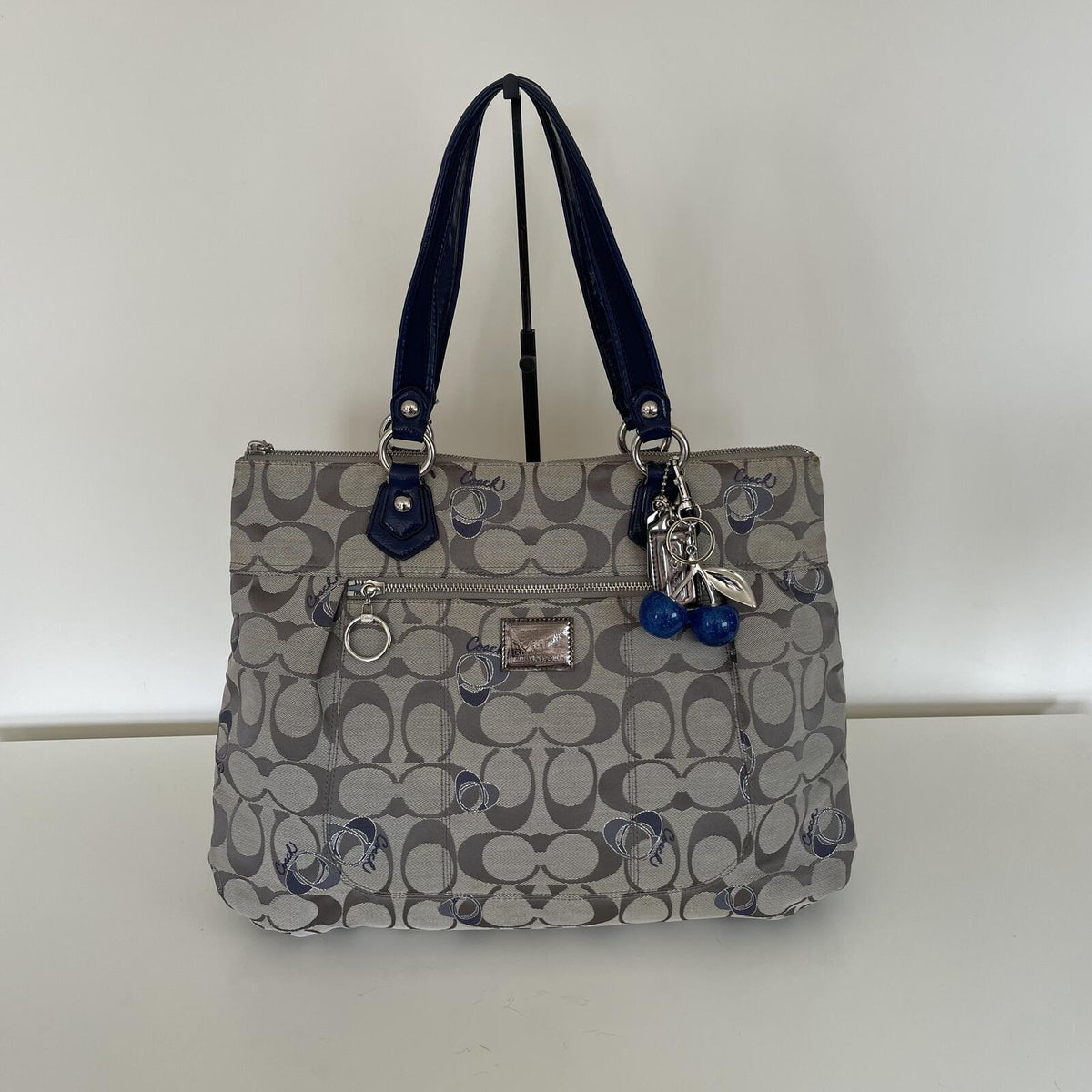 Coach Poppy Grey and Blue Signature Tote Shoulder Bag J1176-18714