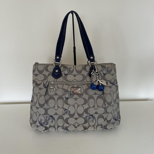 Coach Poppy Grey and Blue Signature Tote Shoulder Bag J1176-18714
