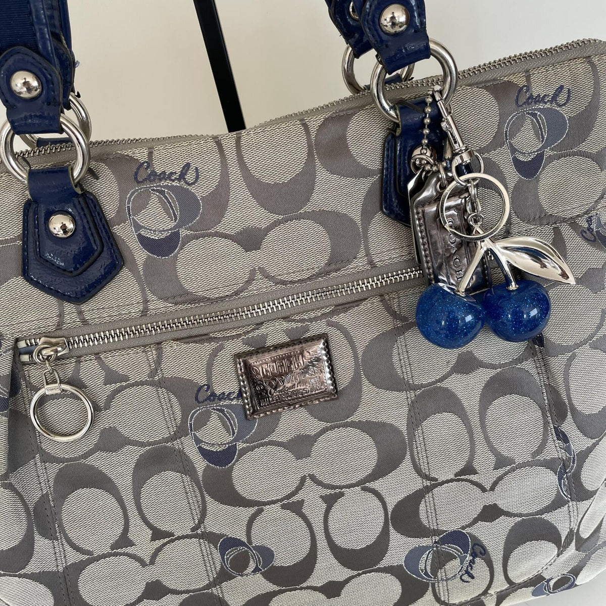 Coach Poppy Grey and Blue Signature Tote Shoulder Bag J1176-18714