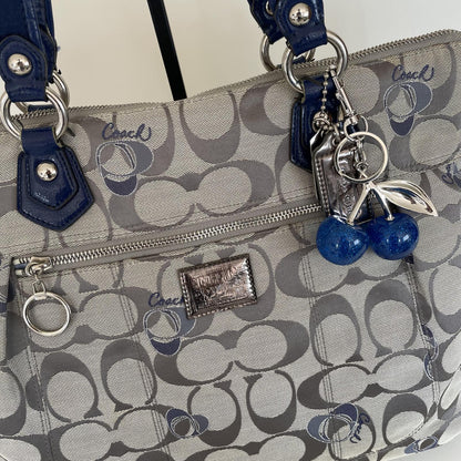 Coach Poppy Grey and Blue Signature Tote Shoulder Bag J1176-18714