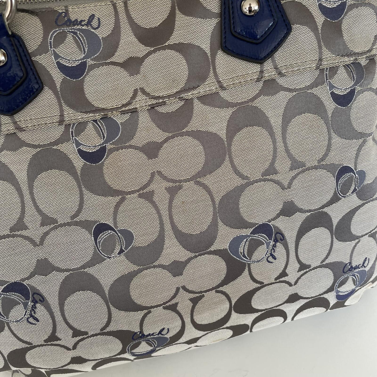 Coach Poppy Grey and Blue Signature Tote Shoulder Bag J1176-18714