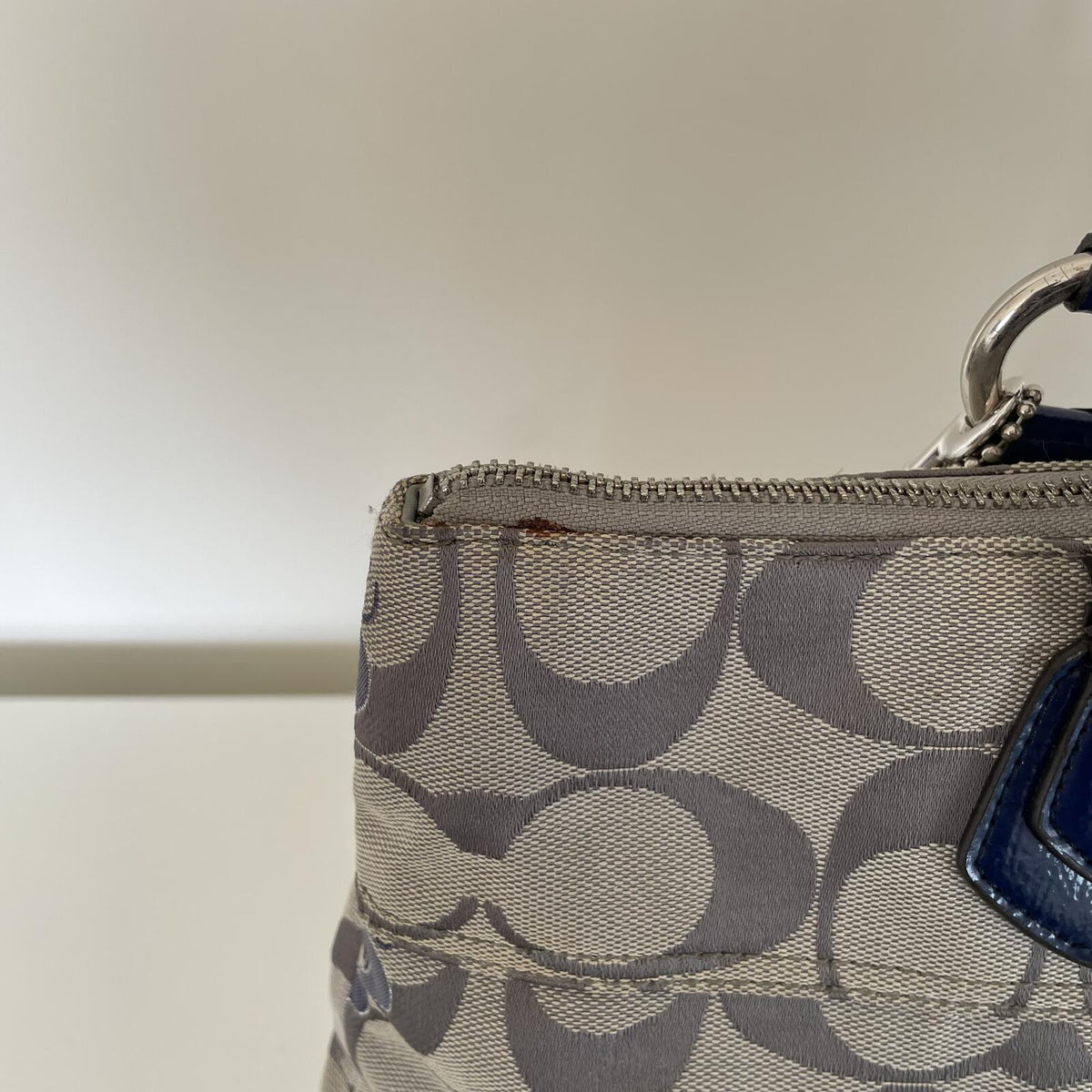 Coach Poppy Grey and Blue Signature Tote Shoulder Bag J1176-18714