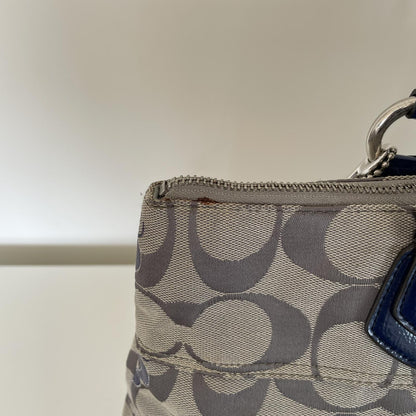 Coach Poppy Grey and Blue Signature Tote Shoulder Bag J1176-18714