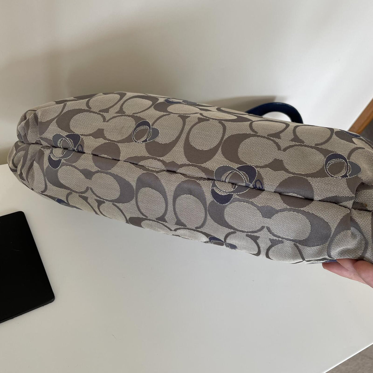 Coach Poppy Grey and Blue Signature Tote Shoulder Bag J1176-18714