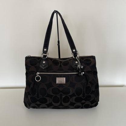 Coach Poppy Black Signature Monogram Shoulder Bag F1120-18351