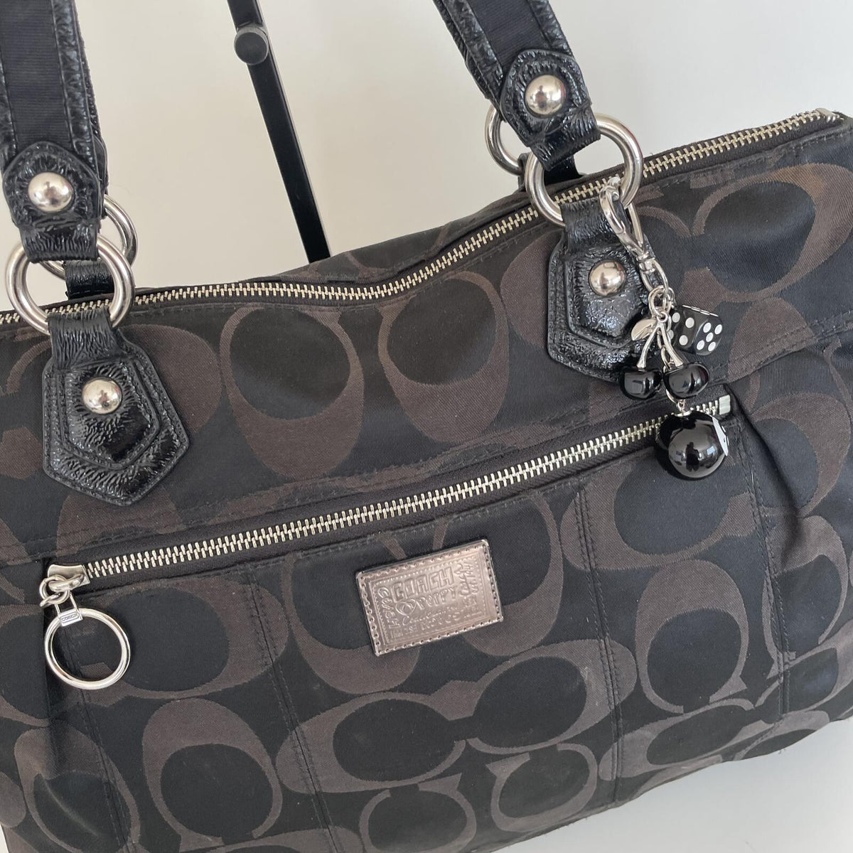 Coach Poppy Black Signature Monogram Shoulder Bag F1120-18351