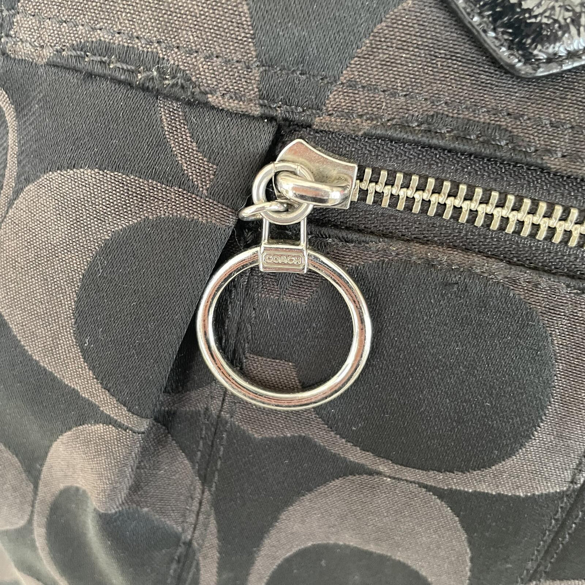 Coach Poppy Black Signature Monogram Shoulder Bag F1120-18351