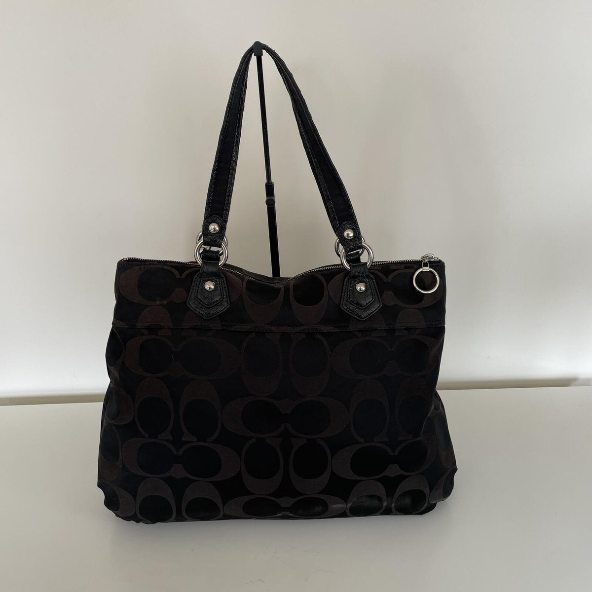 Coach Poppy Black Signature Monogram Shoulder Bag F1120-18351