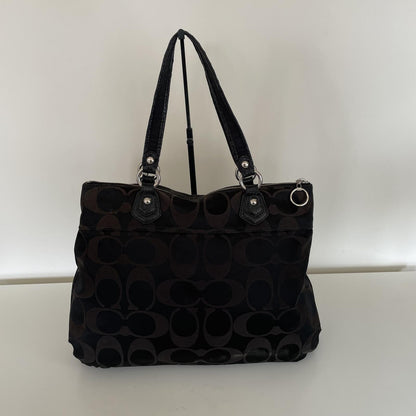 Coach Poppy Black Signature Monogram Shoulder Bag F1120-18351