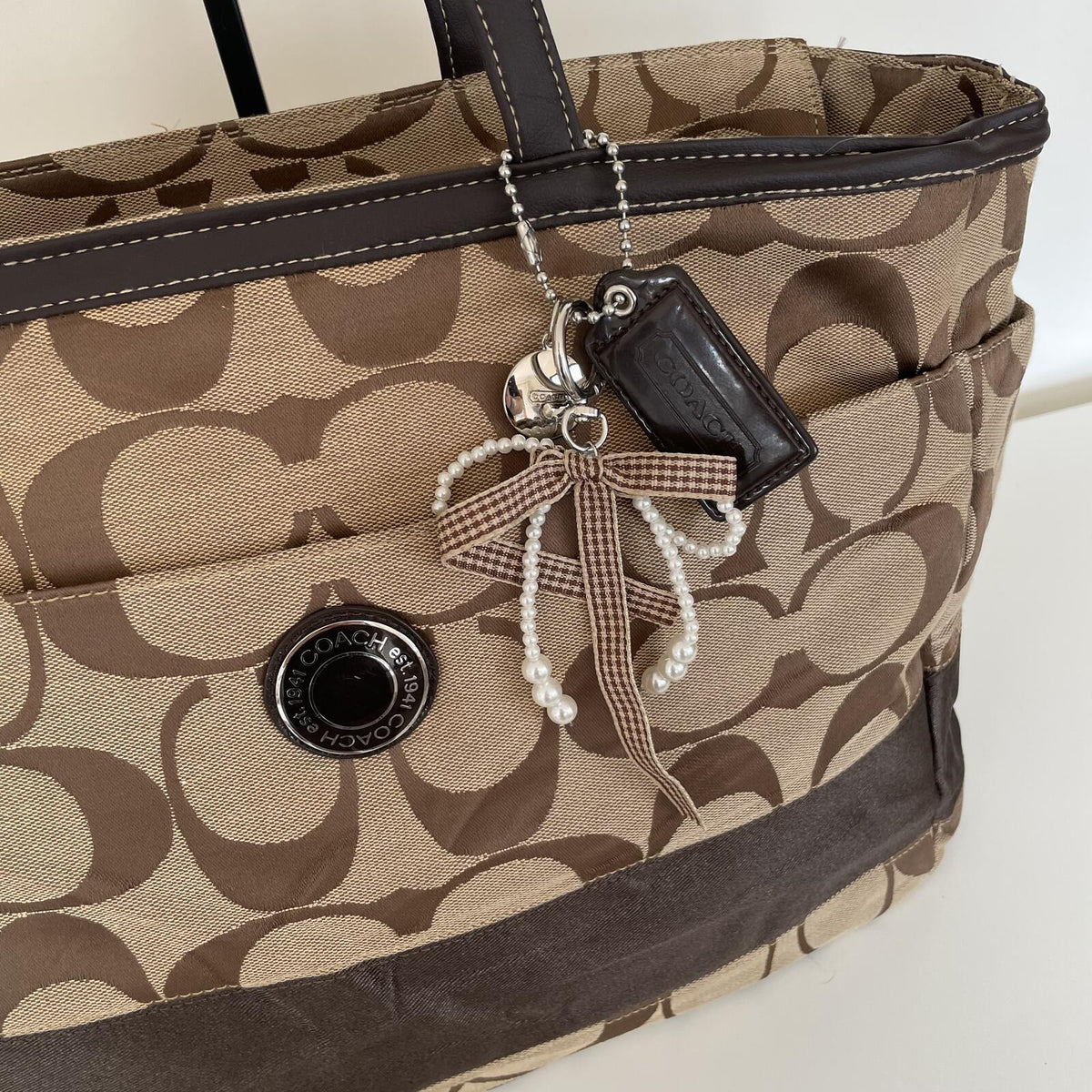 Coach Brown Signature Monogram Maternity Shoulder Bag G1261-F19202