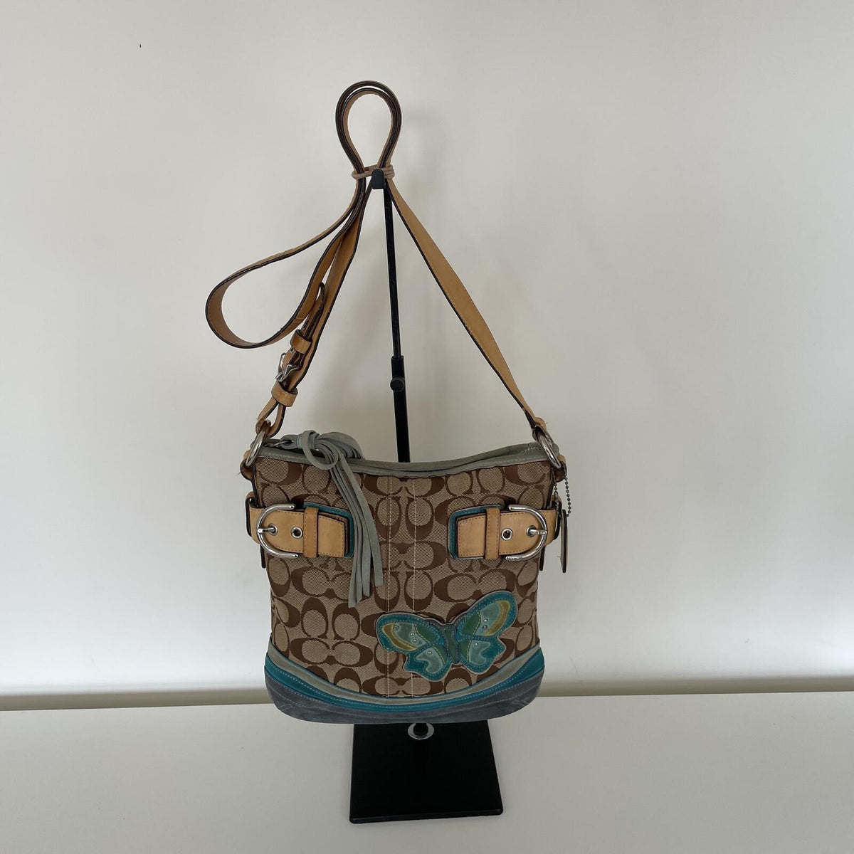 Coach Beige Signature Monogram Butterfly Shoulder Bag G05K-141