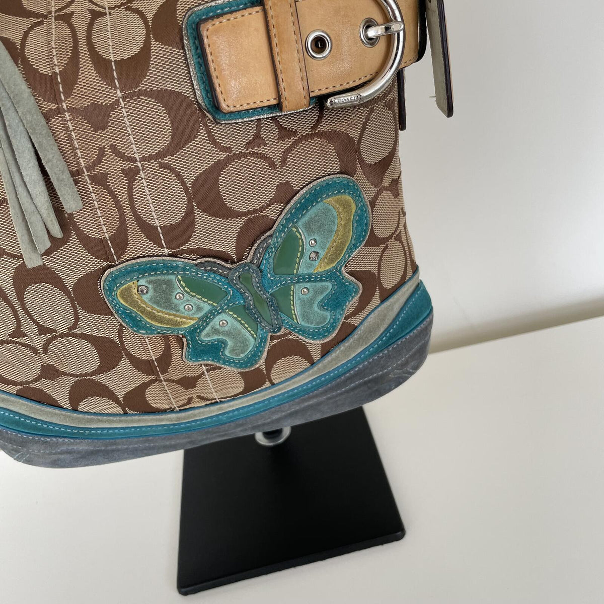 Coach Beige Signature Monogram Butterfly Shoulder Bag G05K-141