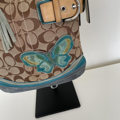 Coach Beige Signature Monogram Butterfly Shoulder Bag G05K-141