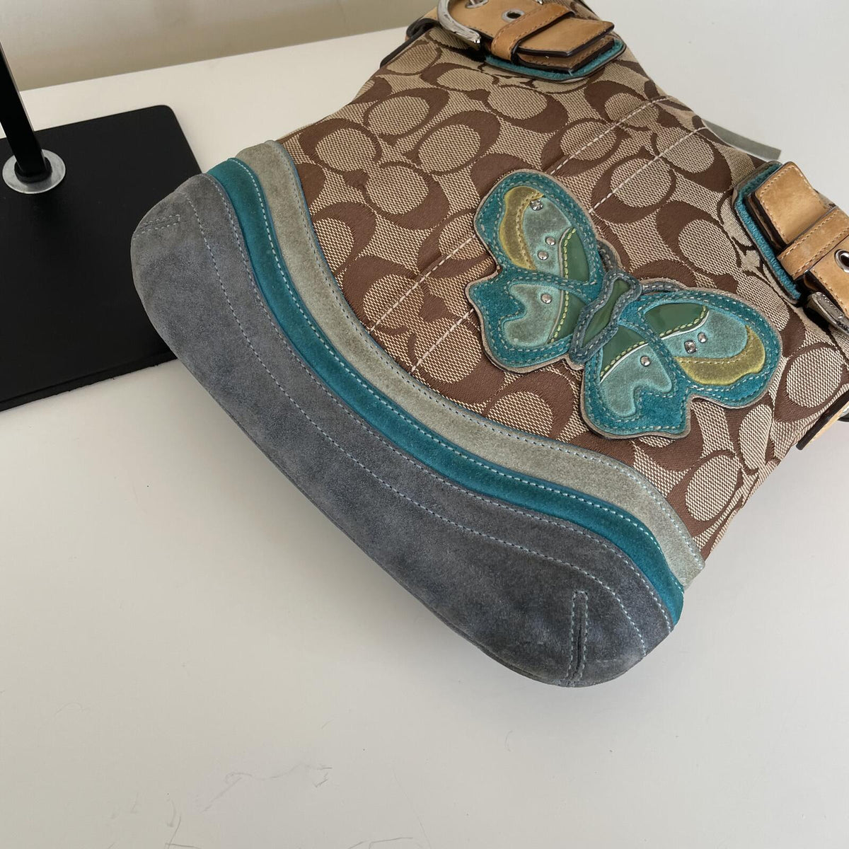 Coach Beige Signature Monogram Butterfly Shoulder Bag G05K-141