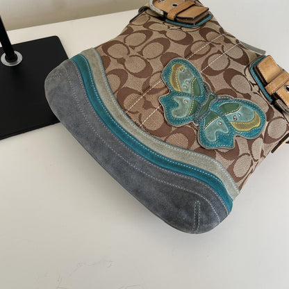 Coach Beige Signature Monogram Butterfly Shoulder Bag G05K-141