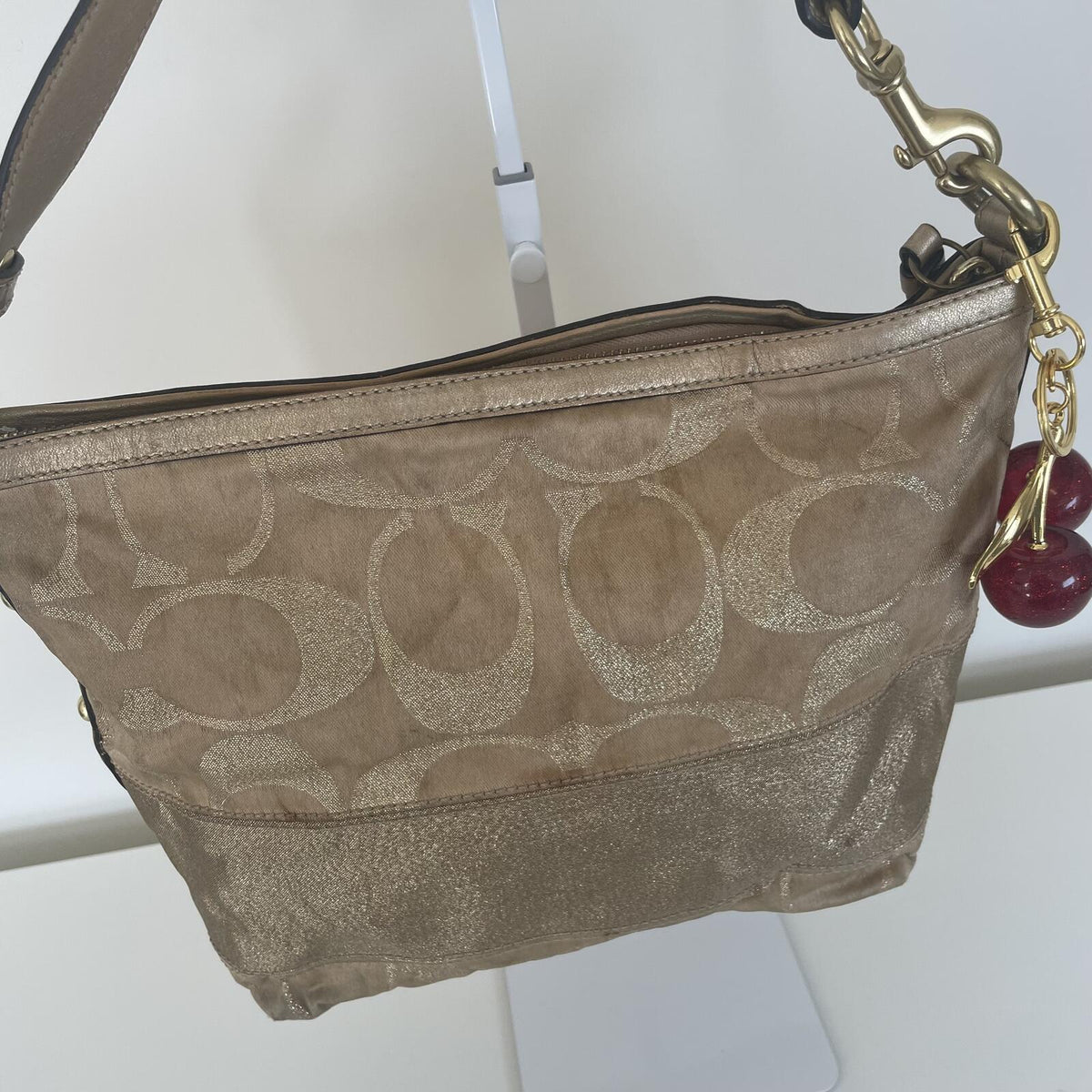 Coach Gold Signature Monogram Stripe Shoulder Bag G0849-12909