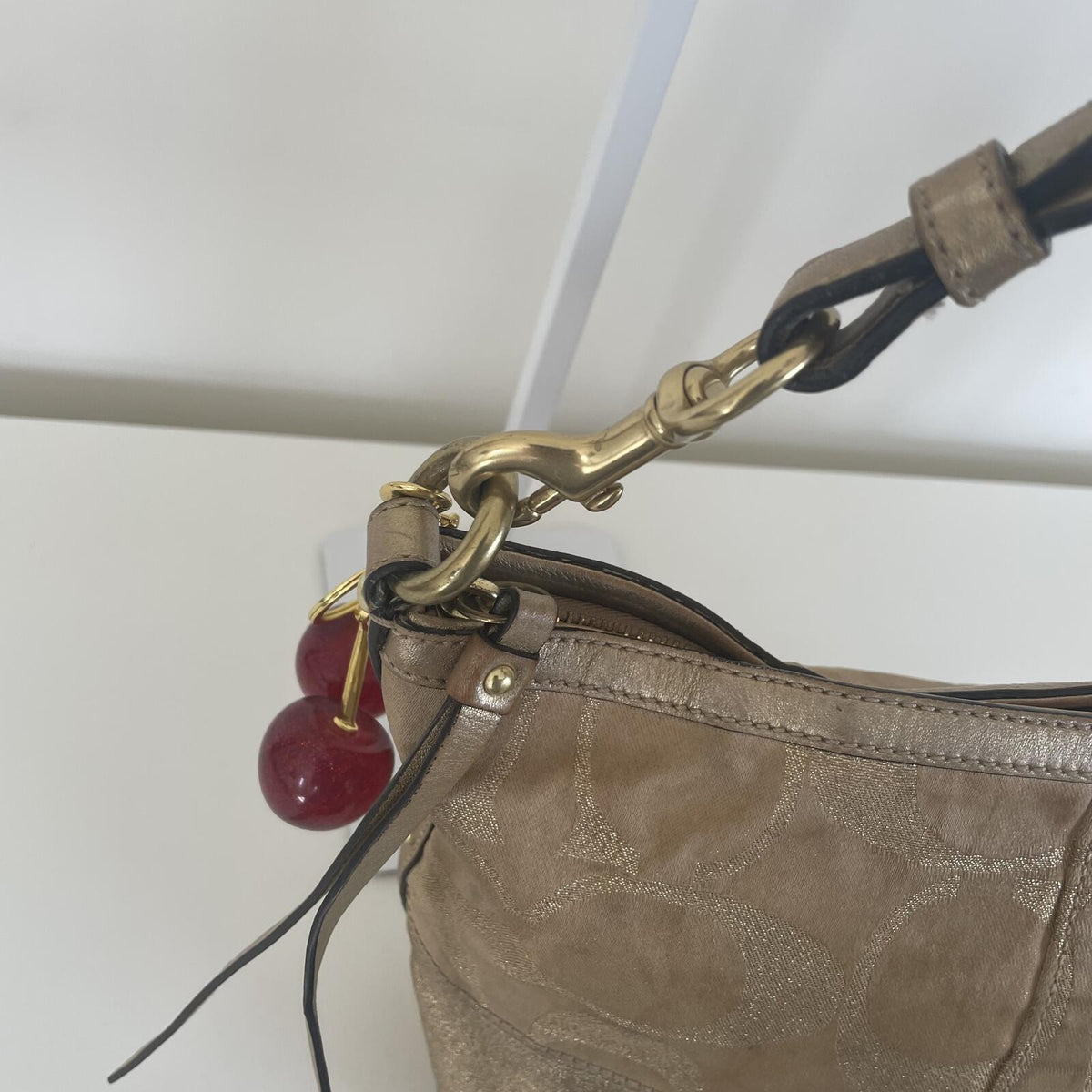 Coach Gold Signature Monogram Stripe Shoulder Bag G0849-12909
