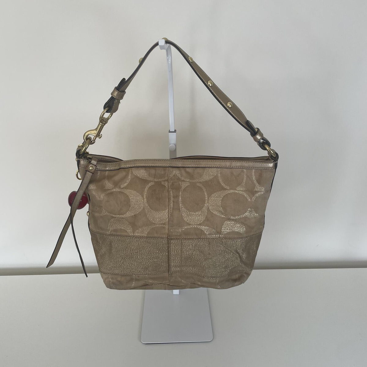 Coach Gold Signature Monogram Stripe Shoulder Bag G0849-12909