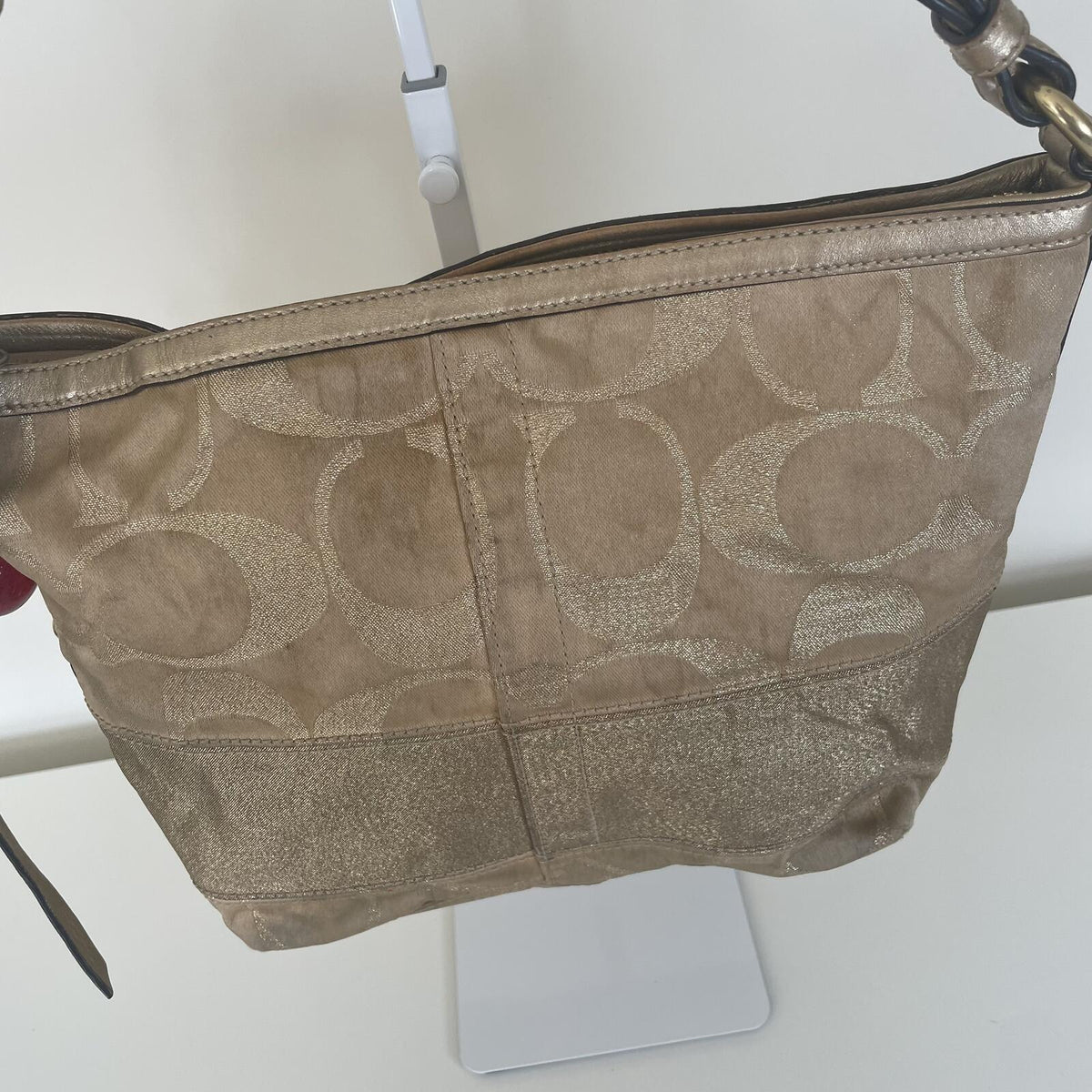 Coach Gold Signature Monogram Stripe Shoulder Bag G0849-12909