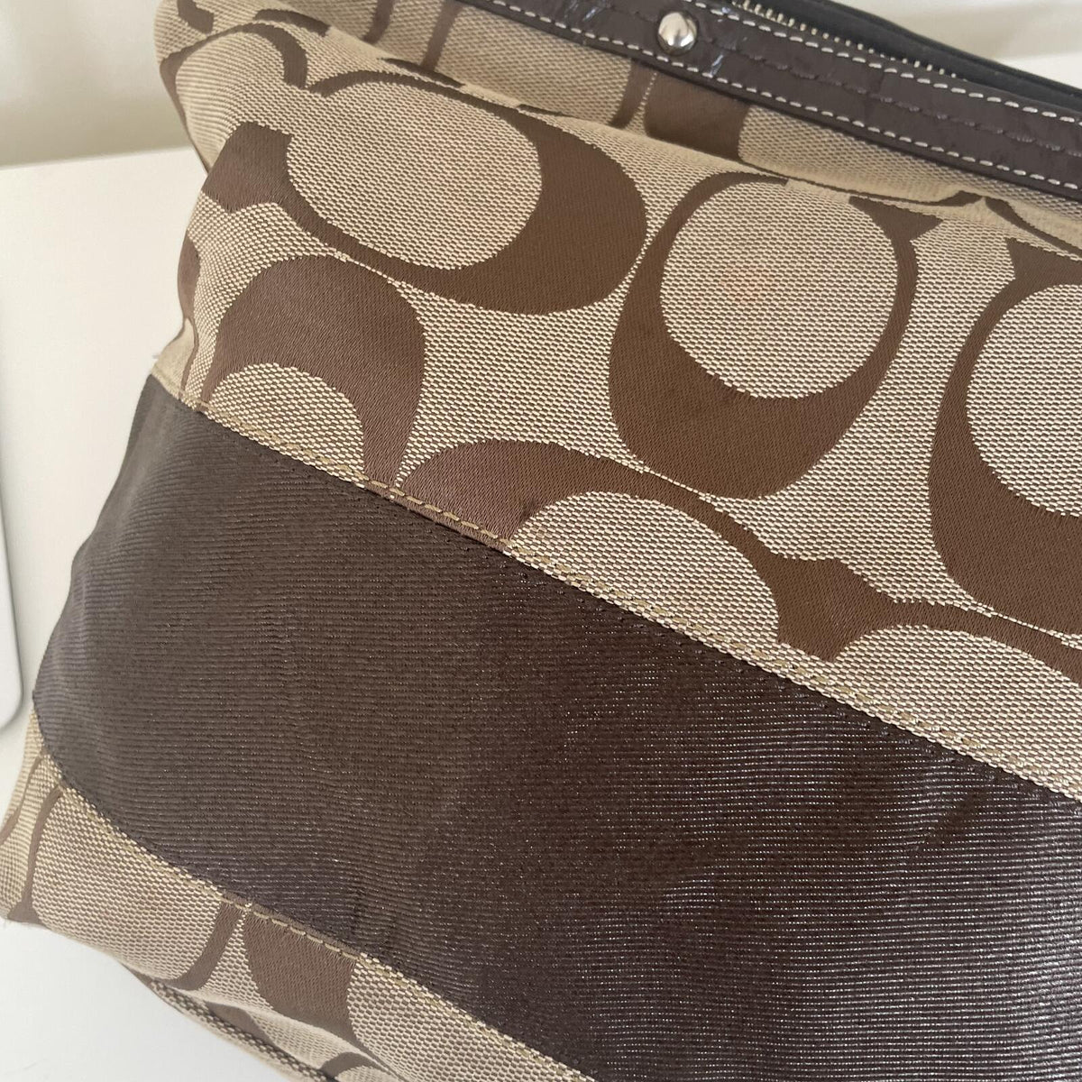Coach Brown Signature Monogram Tote Shoulder Bag K0967-F13548