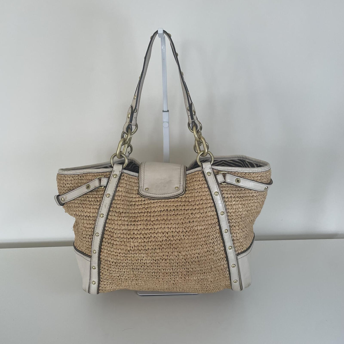 Coach Beige Hampton Floral Beach Bag with Turnlock Closure M1068-16763