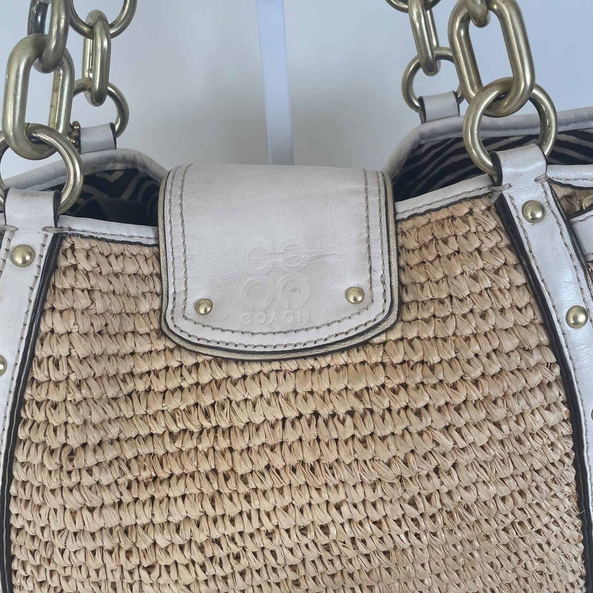 Coach Beige Hampton Floral Beach Bag with Turnlock Closure M1068-16763
