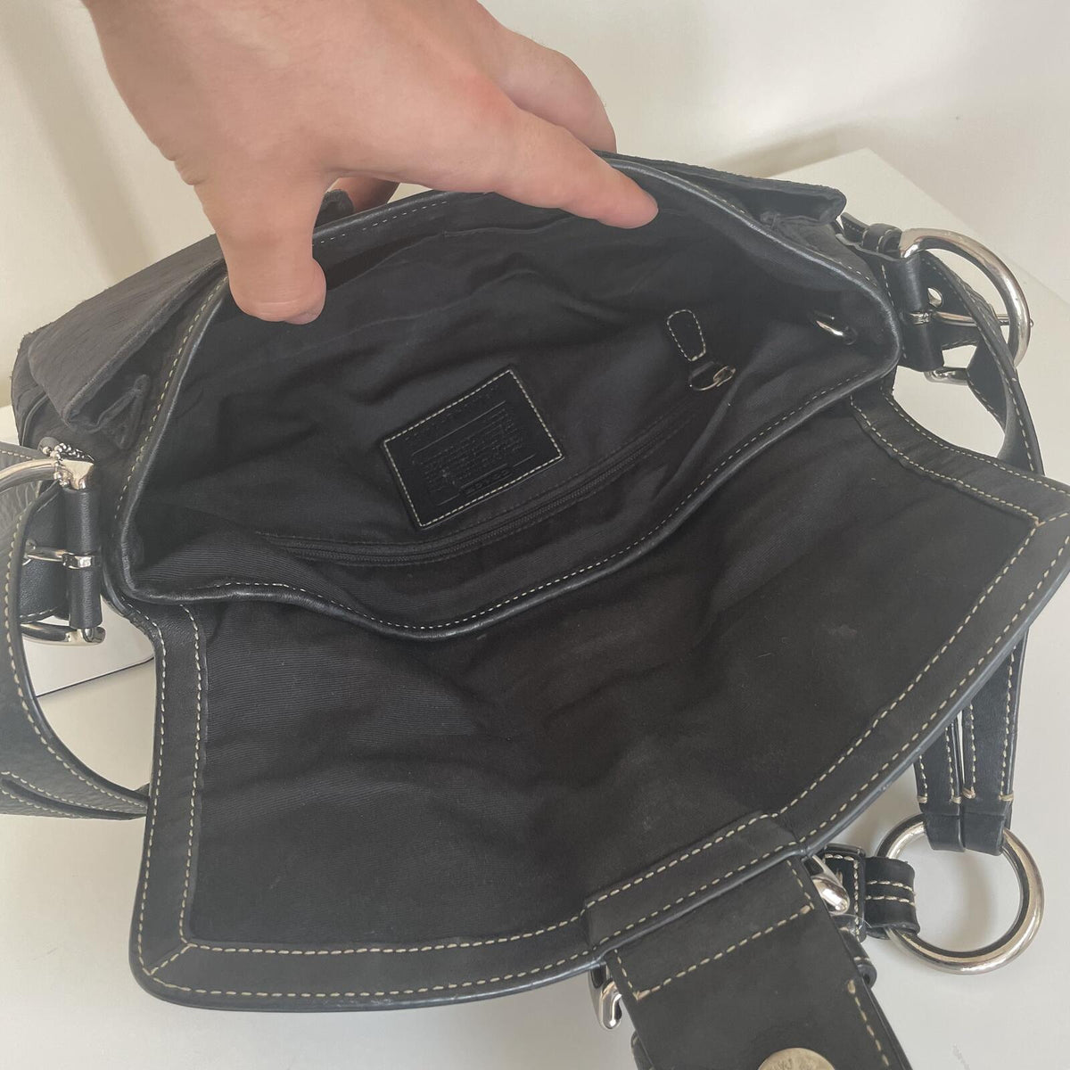 Coach Black Signature Monogram Soho Shoulder Bag M04U-1463