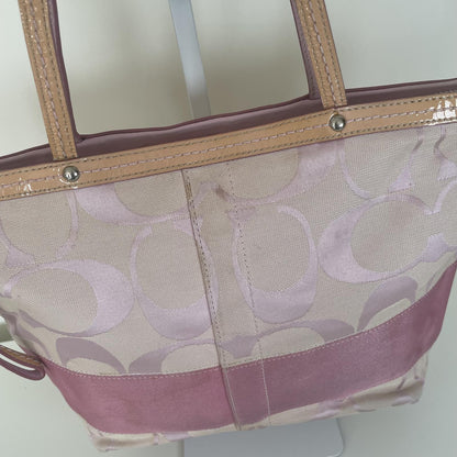Coach Pink Signature Monogram Stripe Tote Shoulder Bag B1072-F13548