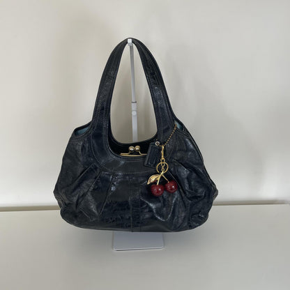 Coach Black Pleated Patent Ergo 3-Compartment Shoulder Bag J0869-12520