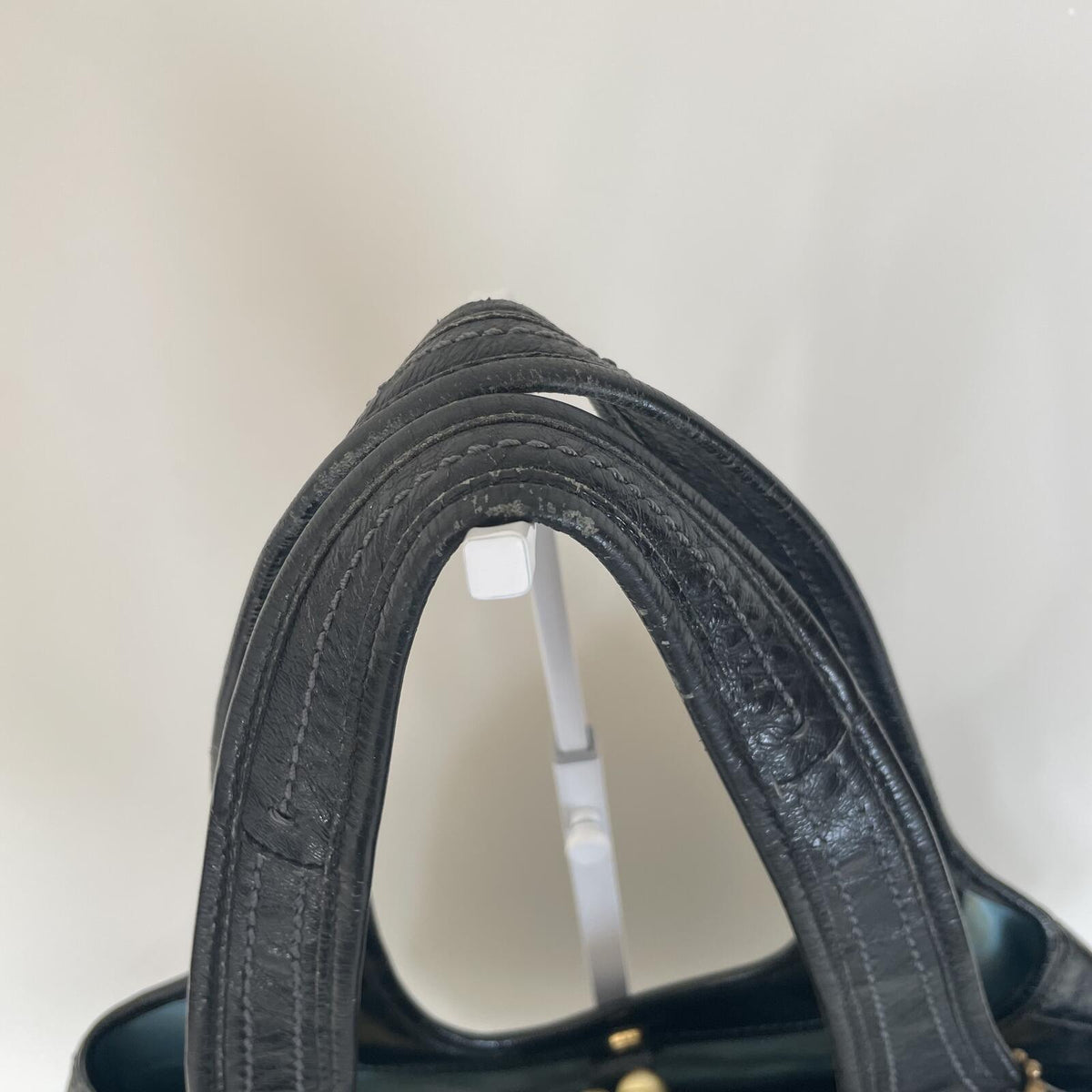 Coach Black Pleated Patent Ergo 3-Compartment Shoulder Bag J0869-12520