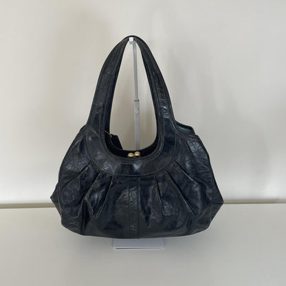 Coach Black Pleated Patent Ergo 3-Compartment Shoulder Bag J0869-12520