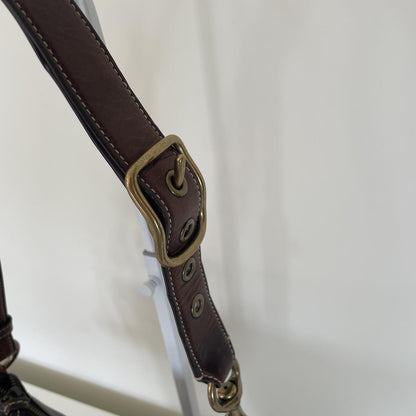 Coach Chocolate Brown Signature Monogram Convertible Shoulder Bucket Bag F061-10402