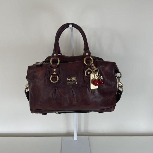 Coach Dark Brown Leather Ashley Convertible Handbag E0871-12937P