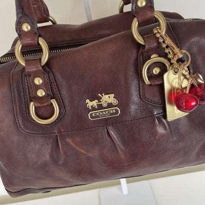 Coach Dark Brown Leather Ashley Convertible Handbag E0871-12937P