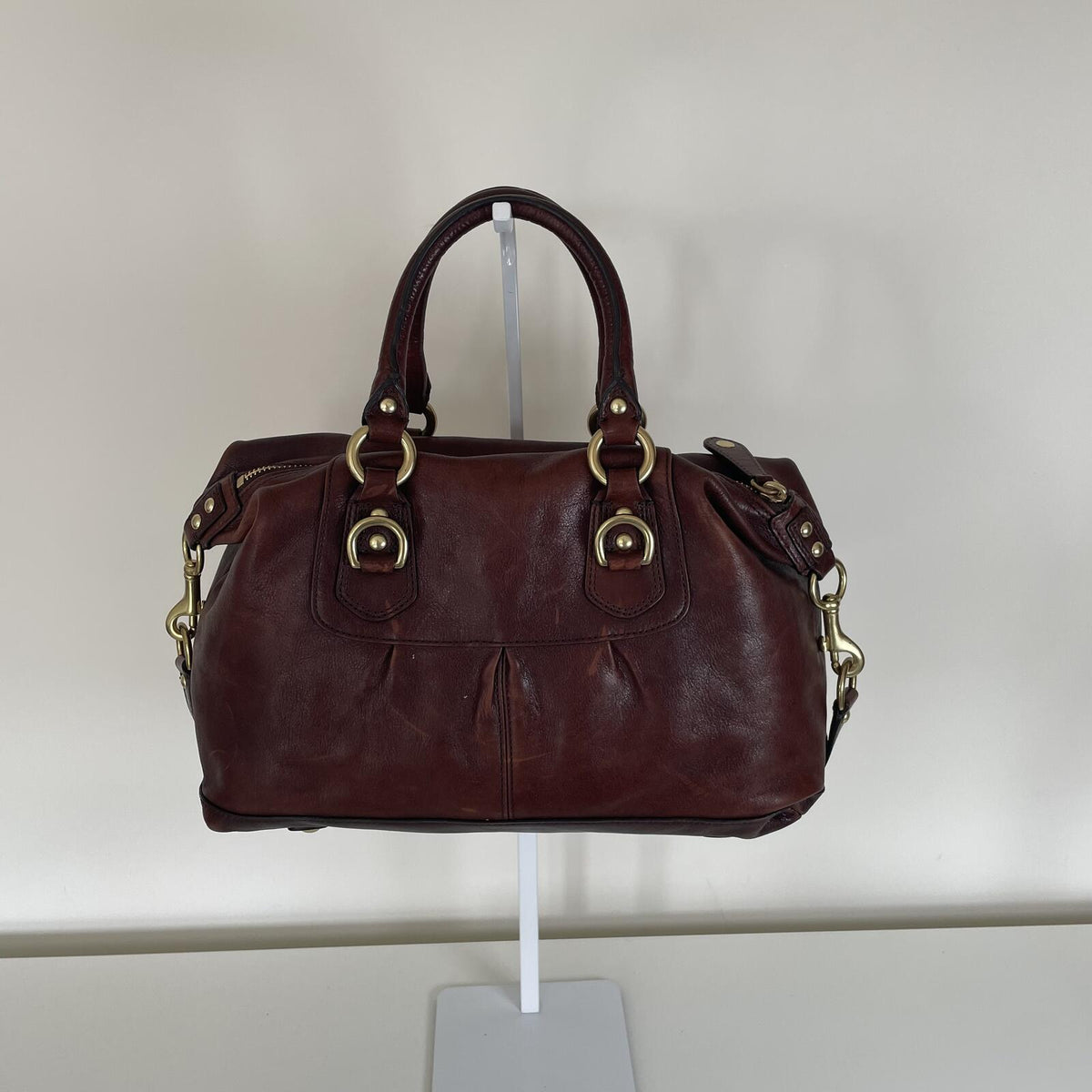 Coach Dark Brown Leather Ashley Convertible Handbag E0871-12937P