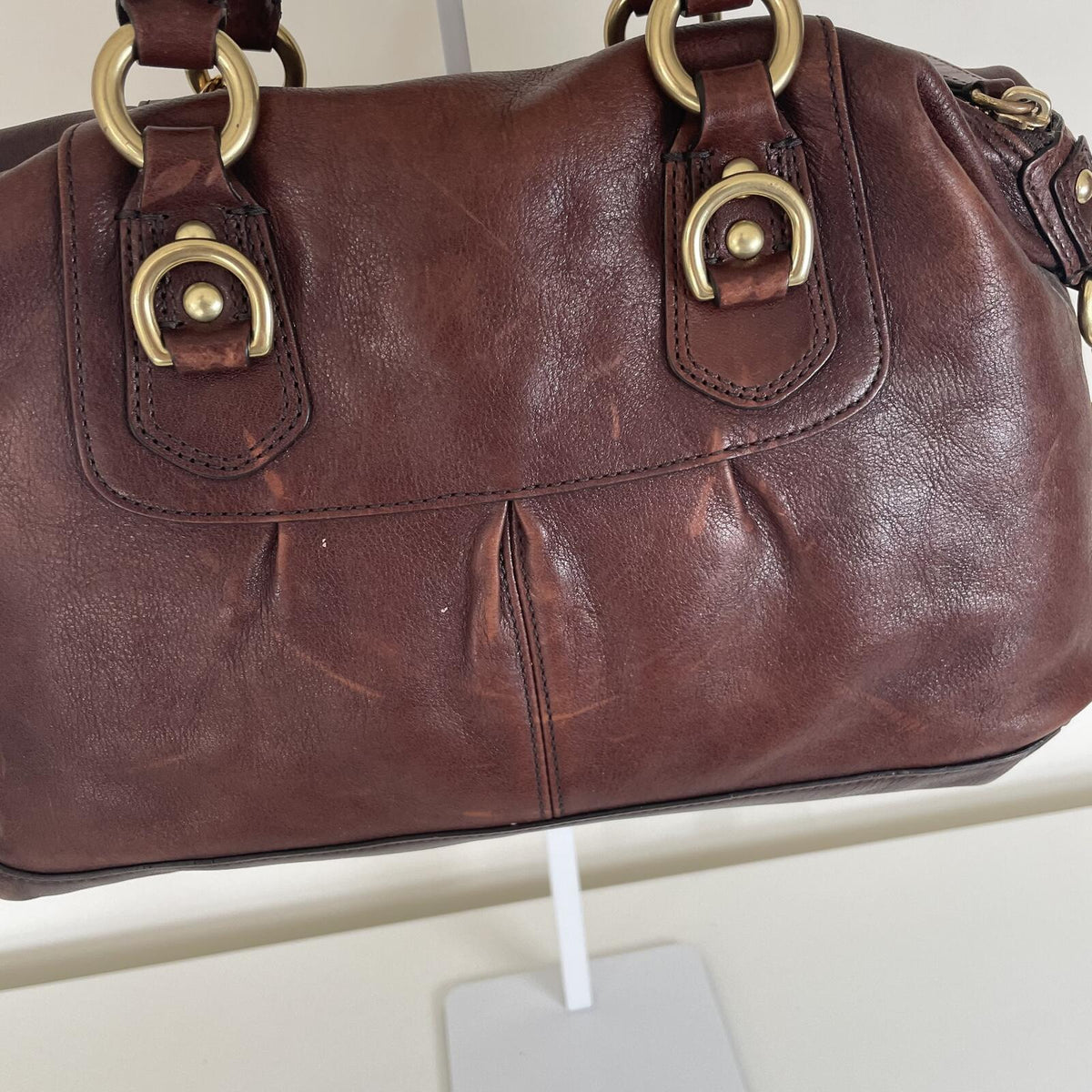 Coach Dark Brown Leather Ashley Convertible Handbag E0871-12937P