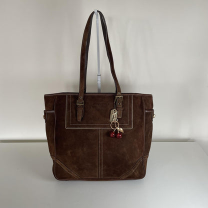 Coach Chocolate Brown Suede Tote Shoulder Bag F06Q-F10411