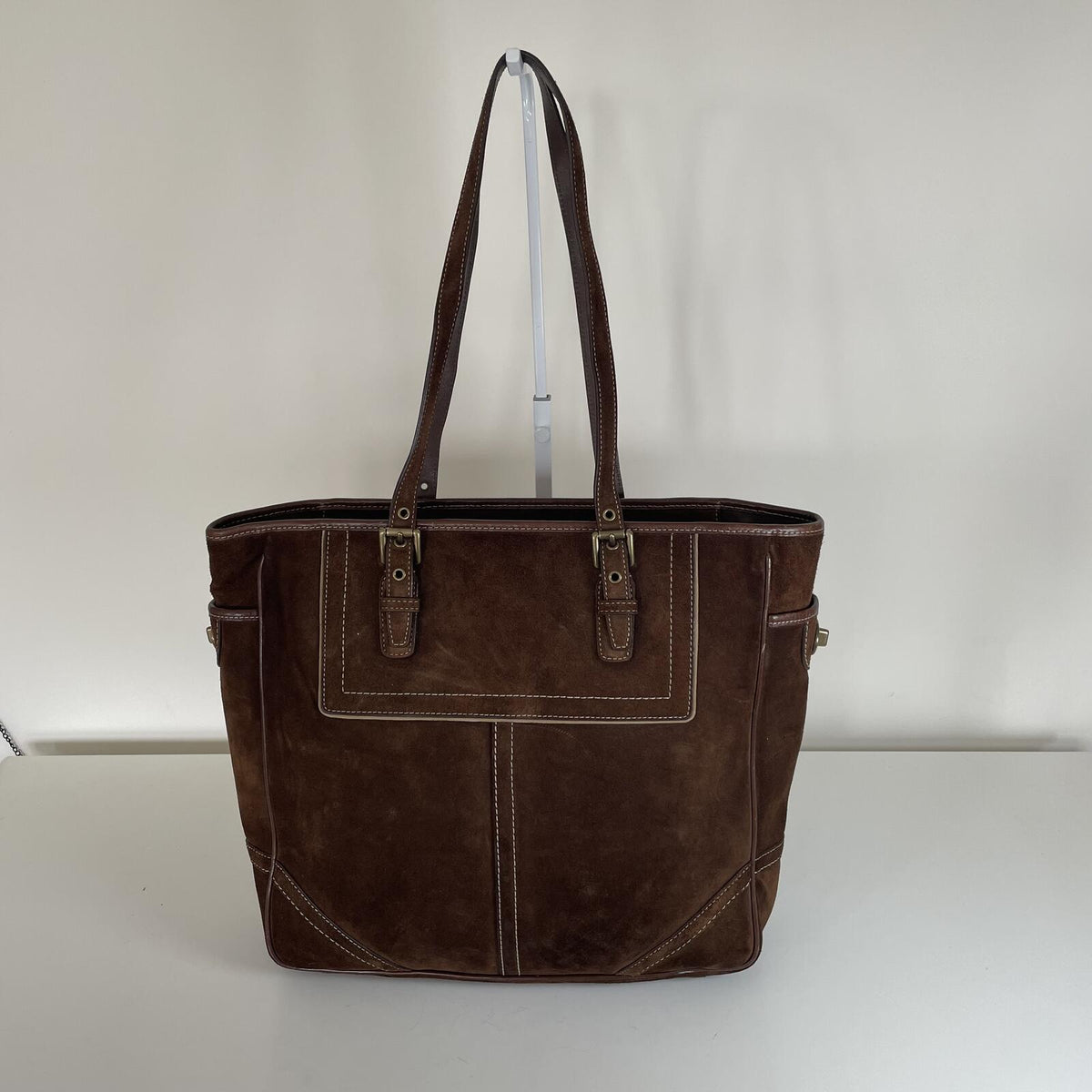 Coach Chocolate Brown Suede Tote Shoulder Bag F06Q-F10411