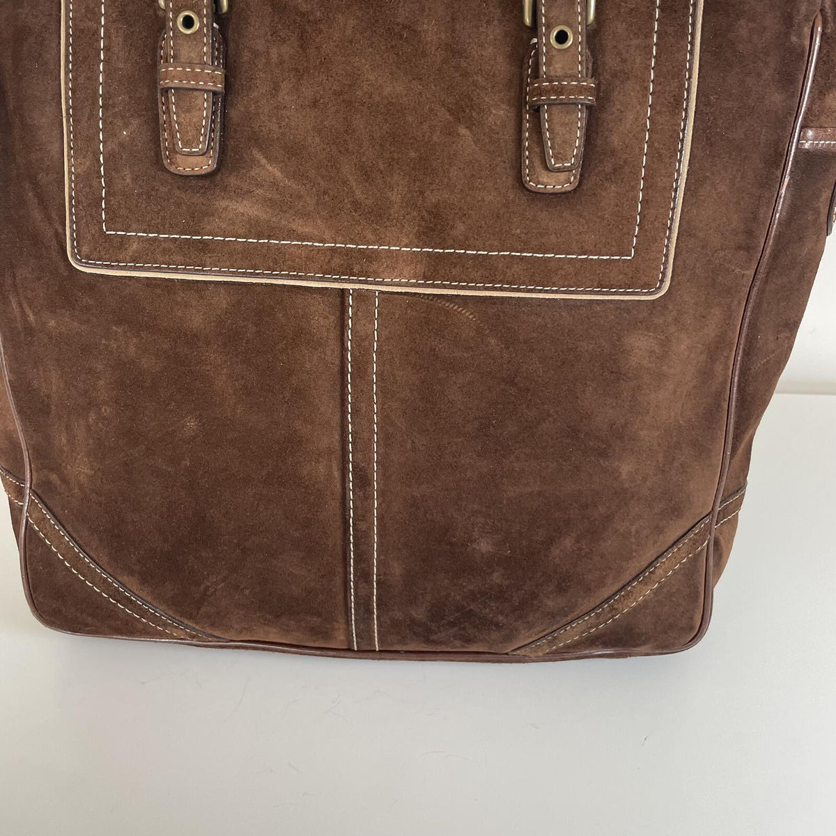 Coach Chocolate Brown Suede Tote Shoulder Bag F06Q-F10411