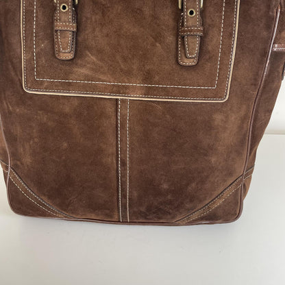 Coach Chocolate Brown Suede Tote Shoulder Bag F06Q-F10411