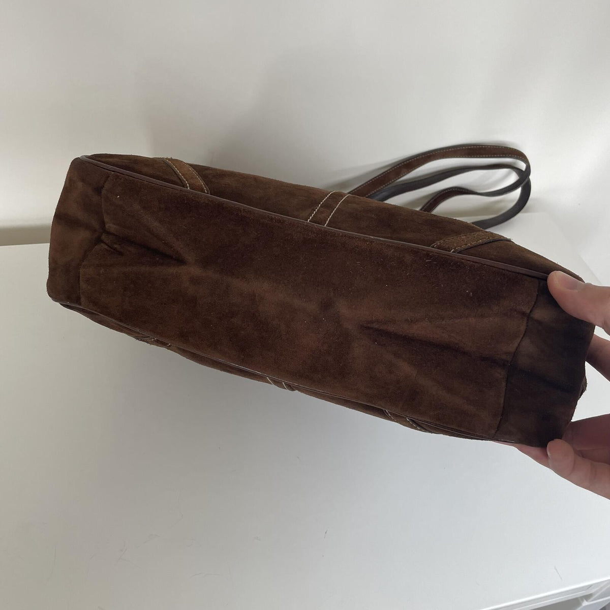 Coach Chocolate Brown Suede Tote Shoulder Bag F06Q-F10411