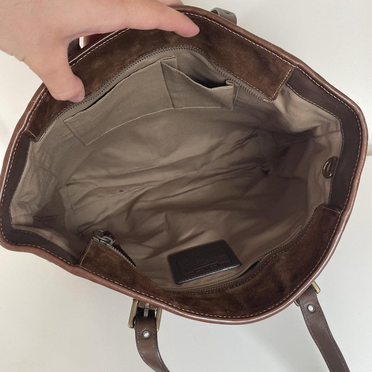 Coach Chocolate Brown Suede Tote Shoulder Bag F06Q-F10411