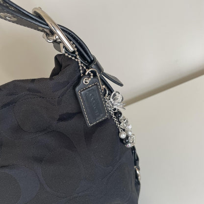 Coach Black Signature Monogram Shoulder Bag F1161-F15067