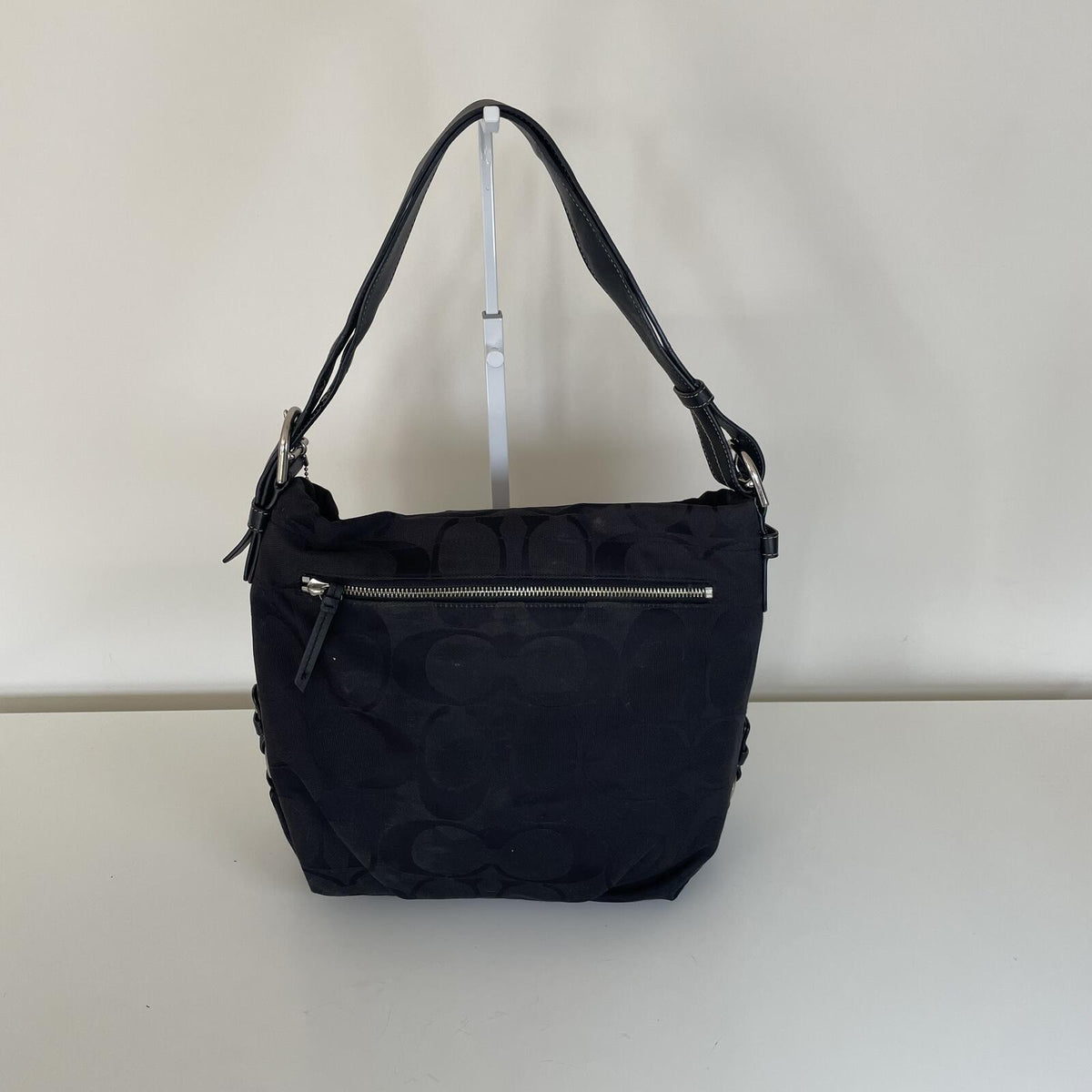 Coach Black Signature Monogram Shoulder Bag F1161-F15067