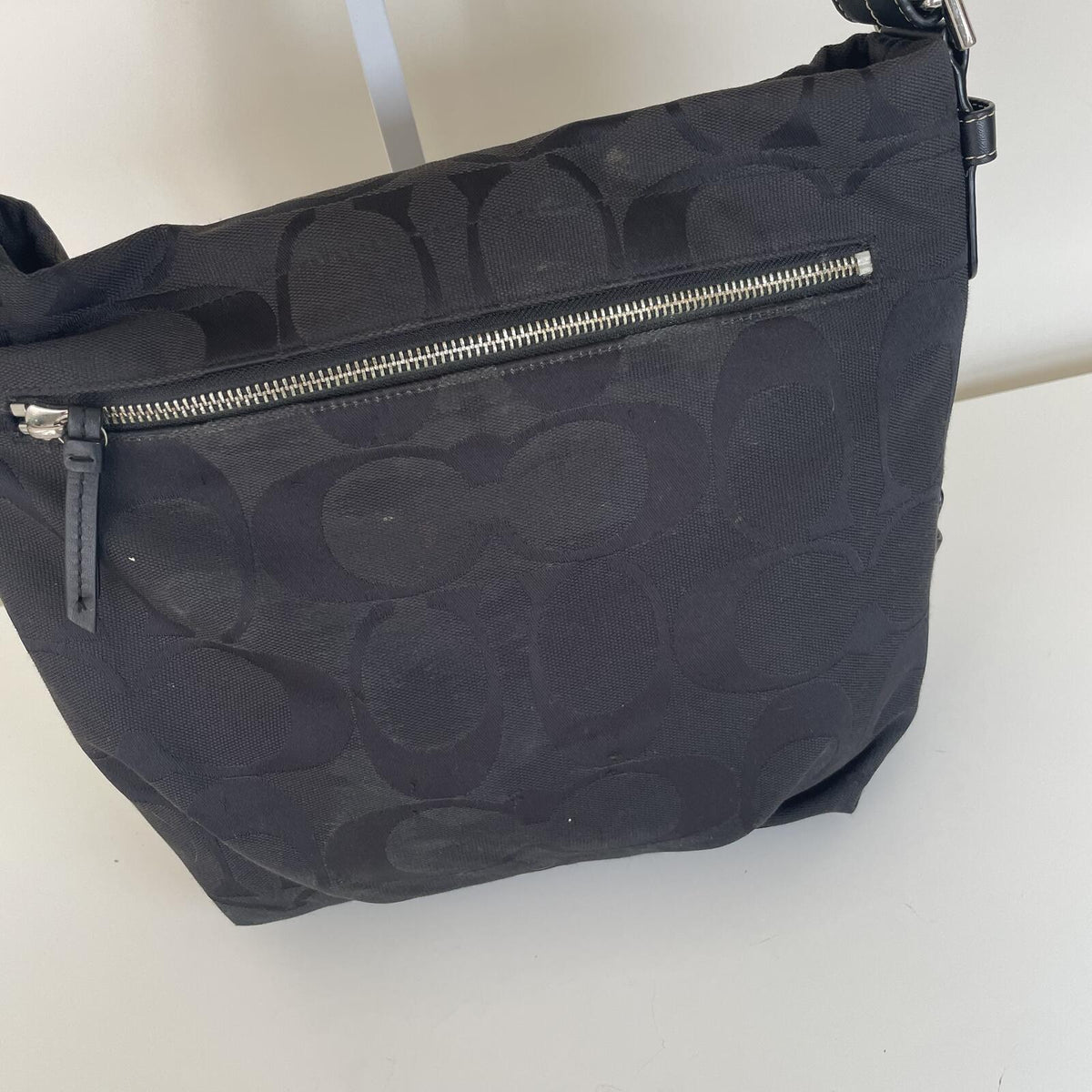 Coach Black Signature Monogram Shoulder Bag F1161-F15067
